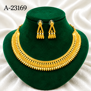 Juego de Collar y Aretes de Aleación de Zinc Chapado en Oro de 24K, Estilo Clásico para Joyería de Boda para Mujer A-23169 - Product Image 1