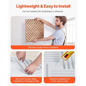 Set di 12 Pannelli Murali 3D in PVC Minimalisti Moderni, Piastrelle Effetto Sale 19,7 X 19,7, Copertura 32 Piedi Quadrati per Decorazione d'Interni Casa e Ufficio - Product Image 6