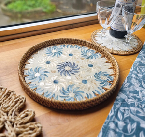Bandeja de nácar y ratán hecha a medida con múltiples colores y diseños, adornos decorativos para el hogar a bajo precio. - Product Image 4