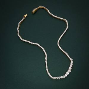 Fine DEF Color VSVVS Certify Round Brilliant Lab Diamond Tennis <b>Necklace</b> 925 Sterling <b>Silver</b> 18K <b>Solid</b> Gold Engagement <b>Necklace</b> - Product Image 2