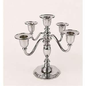 Factory Price 5 Arm Metal Candelabra <b>Silver</b> Aluminum <b>Candlestick</b> Holder Vintage Table Centerpiece For Wedding Event Decoration - Product Image 1