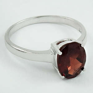 Brilliant Oval Cut Natural Garnet Gemstone <b>Ring</b> With Four Claws Setting 925 Sterling <b>Silver</b> <b>Solitaire</b> Bohemian <b>Ring</b> For Women - Product Image 1