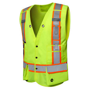 Gilet de sécurité réversible haute visibilité vert fluorescent réfléchissant pour homme, respirant, décontracté, avec poches, à enfiler - Product Image 5