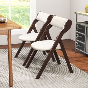 Set of 2 Comfortable Dining <b>Chairs</b> <b>Padded</b> Backrest and Seat Folding Design - Product Image 5