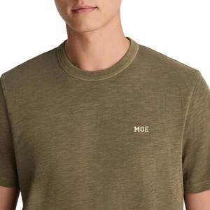 Camisetas de Hombre con Textura de Algodón Slub, Corte Regular, Manga Corta, Logotipo Personalizado, Producción de Ropa de Boutique, Camiseta Casual para Hombre - Product Image 2