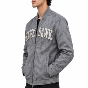 Veste en cuir pour homme, cuir de qualité supérieure, finition douce, imprimé lettres, fermeture éclair sur le devant, style décontracté, design moderne - Product Image 3