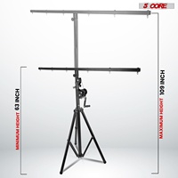 Soporte de luces DJ de 5 núcleos con manivela alta, sistema de truss para iluminación de escenario ajustable con barra en T de alta resistencia