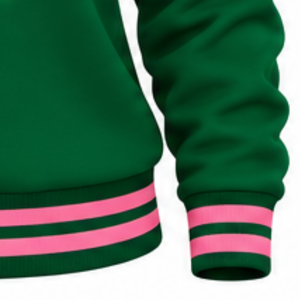 <b>Green</b> <b>Women</b> Ribbed Crewneck Pullover Sweatshirt Embroidered Graphic Letter Long Sleeve Casual Sorority Style Knit Top - Product Image 4