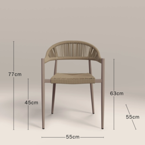 Minimalist Outdoor <b>Dining</b> Set with <b>Round</b> Wood <b>Table</b> and Four <b>Dining</b> Chairs for Villa Home Furniture & Restaurant Use - Product Image 4