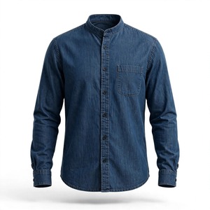Camisa vaquera para hombre a precio económico, con cuello vuelto, ecológica, informal, lavada, con botones y bolsillo en el pecho, de BD. - Product Image 1