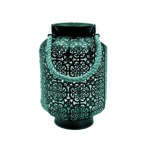 Linterna decorativa de hierro de lujo antigua personalizada, azul turquesa con acabado dorado, soporte de planta de decoración del hogar de Metal hecho a mano - Product Image 1