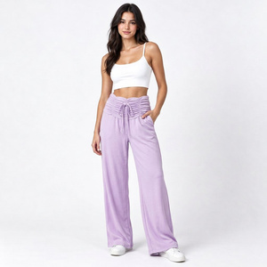 กางเกงวอร์มผู้หญิงผ้าฝ้ายฟลีซแบบสวมใส่สบาย พร้อมงานปักลายตามสั่ง สายรัดเอว ขอบเอวยางยืด และทรงหลวม - Product Image 4