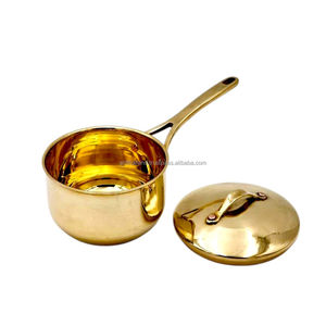 หม้อทองเหลืองสไตล์หรูหราขนาด7นิ้วมีฝาปิดและที่จับเครื่องครัวทองเหลืองหล่อทนทานสำหรับห้องครัวหรือตู้โชว์ - Product Image 5