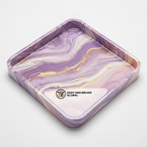 Luxury Handcrafted Resin Storage <b>Tray</b> Gold Vein Marble Effect Decorative Platter for Coffee <b>Table</b> Hotel & Modern Home Decor - Product Image 1