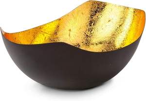 Support de bougie de luxe doré, bol décoratif, centre de table moderne pour la maison, finition feuille métallique, présentoir pour bougies chauffe-plat, pour une touche élégante - Product Image 2