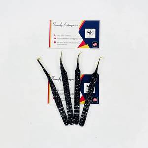 Pince à épiler Somofy Enterprises Gold Tips Silver Dotts pour cils, en acier inoxydable, pointe de précision lisse, 10 mm, durable, antistatique, personnalisée - Product Image 1