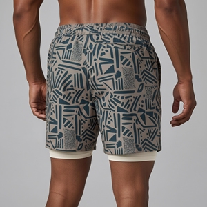 Short de bain personnalisé pour hommes, imprimé sur toute la surface, séchage rapide, short de plage, taille élastique avec cordon de serrage, pour le surf et la natation - Product Image 2