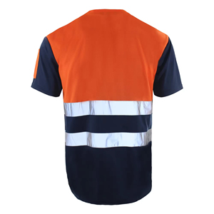 เสื้อยืดทำงานแบบสะท้อนแสงมองเห็นได้ชัดเจน ระบายอากาศได้ดี ผลิตตามสั่ง ผ้าโพลีเอสเตอร์/คอตตอน สำหรับงานก่อสร้าง 男女兼用 - Product Image 2