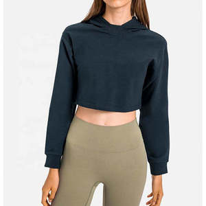Wholesale Custom Blank Cropped Top Pullover <b>Hoodies</b> for Women <b>Workout</b> Clothing Women's Crop Top <b>Hoodies</b> OEM Serviced - Product Image 5