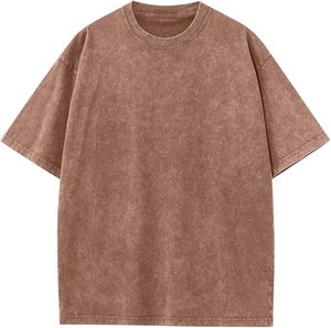 Fabricante de Camisetas Gruesas de Jersey Liso, Camiseta Extra Grande para Hombre de Alta Calidad, Estilo Hip Hop con Textura Desgastada y Lavado Ácido Vintage - Product Image 1