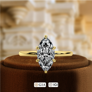 แหวนเพชรทรงมาร์คีส์ 1 กะรัต เพาะเลี้ยงในห้องปฏิบัติการ, แหวนทองคำ 14K สำหรับเจ้าสาว, แหวนแต่งงานรับรองโดย IGI, แหวนเพชรเม็ดเดี่ยวสำหรับเจ้าสาว, แหวนวินเทจ - Product Image 4