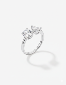 Anillo Toi Et Moi Clásico de Oro Sólido de 14K con Certificado IGI, Diamante Cultivado en Laboratorio en Forma de Pera, Chapado en Rodio, Joyería de Compromiso y Boda para Mujer - Product Image 3