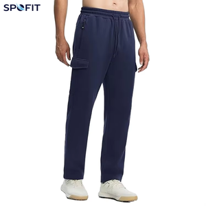 Pantalon de jogging ample et droit en molleton de coton brodé pour homme, avec cordon de serrage, OEM, décontracté, pour la gym, le yoga, le sport, style cargo baggy - Product Image 1