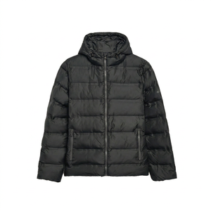 Veste d'hiver matelassée pour homme, à capuche, légère, rembourrée, entièrement zippée, décontractée, pour l'extérieur, avec logo personnalisé - Product Image 1