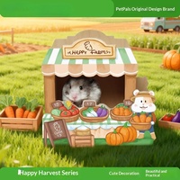 Cachette multifonctionnelle pour hamster en bois massif, écologique, thème ferme rustique, best-seller
