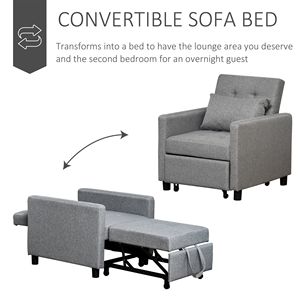 Grey Convertible Chair <b>Bed</b> Multi-Functional Adjustable Backrest Ottoman Extendable Foldable <b>Storage</b> Convertible <b>Sofa</b> <b>Bed</b> - Product Image 6