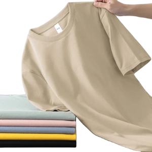 Soldes d'été : T-shirt tricoté pour homme, manches courtes, respirant, couleur unie, vente en gros, OEM, 180 GSM, 100 % coton, orienté export - Product Image 1