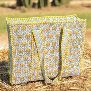 Bolsa de Compras Reutilizable de Gran Capacidad, Ecológica, Acolchada, de Algodón, con Cierre YKK, para el Hombro, para Viajes, Playa, Estilo Boho - Product Image 1