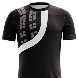 Conjunto de Camiseta de Fútbol Negra para Hombre con Estampado Geométrico, Uniforme Deportivo de Manga Corta de Poliéster que Absorbe la Humedad, para Todas las Temporadas - Product Image 2