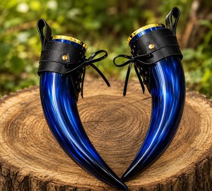 Drinking Horn Large Viking Drinking Horn with Leather Holder Premium Quality Viking Drinking Horn with Accept Custom Size - Product Image 1