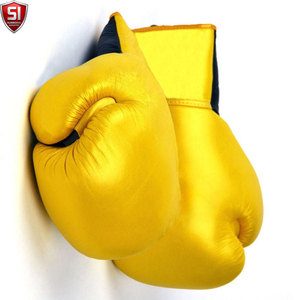 SUMROOS INDUSTRY <b>Yellow</b> Boxing Gloves Leather <b>Lace</b>-Up Adjustable Wrist Strap Durable Training Gear - Product Image 5