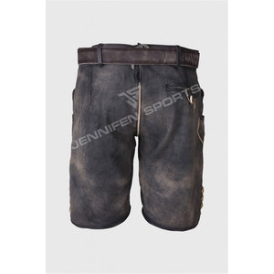 Pantalones Cortos Bávaros de Cuero Genuino de Vaca para Hombre, Corte Recto, Cintura Media, Lavado Oscuro, Venta al por Mayor - Product Image 4