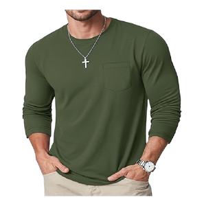 บังกลาเทศผลิตเสื้อยืดคอกลมแฟชั่นสำหรับผู้ชาย เสื้อยืดแขนยาวลำลองทันสมัยสำหรับผู้ชาย จากบังกลาเทศ - Product Image 1