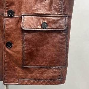 Men's Real <b>Leather</b> Reversible <b>Winter</b> Bomber <b>Jacket</b> Genuine Cowhide Zip Motorcycle Coat Custom Design OEM ODM Wholesale Supplier - Product Image 4