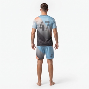 Maillot d'entraînement de football pour homme de haute qualité, léger, col en V, haut et short pour adulte, 100 % polyester, vêtements de sport, tenue d'équipe - Product Image 6