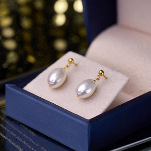 Pendientes de Perlas Redondas Grandes de Agua Dulce de 10-11 mm, Blancas y Púrpuras, para Mujer, Plata S925 con Luz Intensa, Diseño de Gota con Ligeras Imperfecciones - Product Image 3