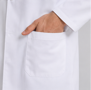 Blouse de laboratoire blanche en gros pour hommes, uniforme de médecin à manches longues, vêtement de travail médical respirant en polycoton, logo hôpital pharmacie - Product Image 5