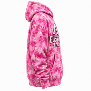 Custom <b>Pink</b> Camouflage <b>Hoodie</b> 3D Embroidered Logo Premium Fleece <b>Hoodie</b> - Product Image 4