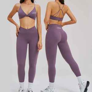 Gym Set Women 2 Pcs Yoga Bra and Pants Leggings Outfit Sports Tracksuit Workout Clothes Running Fitness Suit Pilates Activewear - Product Image 6