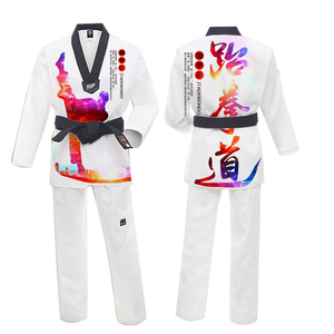 Tenue d'entraînement d'arts martiaux de haute qualité, uniforme de Taekwondo et de Karaté, ensemble de vêtements en polyester à séchage rapide et absorbant la transpiration, avec ajustement réglable - Product Image 6