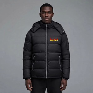 OEM Custom Men's Casual Winter Bomber <b>Jacket</b> High Street <b>Warm</b> Hooded Breathable Wool-Lined Zipper <b>Waterproof</b> man puffer <b>jacket</b> - Product Image 1