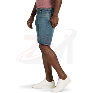 Shorts en jean délavé léger pour homme ZESHAN MAVERICK, taille haute, coupe large, style vintage, coupe-vent, 100 % coton, automne-hiver - Product Image 2