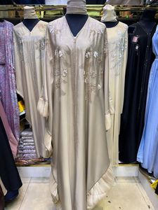 Summer sale Modest Dubai Beaded Sequined <b>Long</b> Sleeve Abaya Muslim Traditional Handmade Wedding Women Polyester Breathable O Neck - Product Image 2