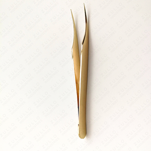 Gold Coated Stainless Steel Eyelash Tweezers Volume Pointed Tip Professional Lash <b>Tool</b> With Wholesale Price - Product Image 3