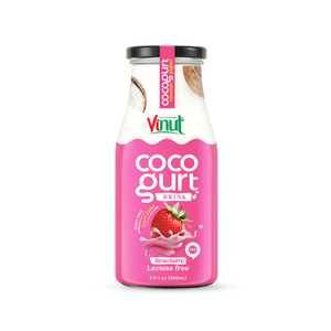 เครื่องดื่มนมสตรอว์เบอร์รี ขวด PET 280 มล. ผสมเนื้อผลไม้ VINUT แท้จากธรรมชาติ 11 บริกซ์ ขายส่ง ผู้นำเข้า รับผลิตแบรนด์ส่วนตัว OEM ODM เครื่องดื่ม - Product Image 4