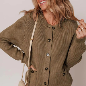 Hot Sale Winter Women's Oversized <b>Cardigan</b> <b>Sweater</b> Comfortable Soft Knitted Casual Long Sleeve Vintage High Quality Wholesale - Product Image 6
